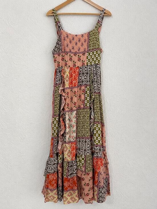 Abel the Label Dresses & Skirts - Abel The Label Gypsiana Patchwork Boho Open Back Tie Maxi Dress S Cottage Gypsy